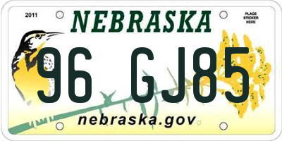NE license plate 96GJ85