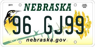 NE license plate 96GJ99
