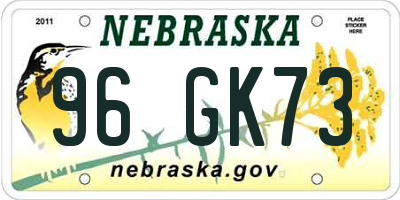 NE license plate 96GK73