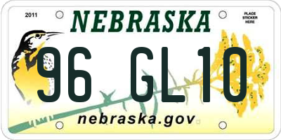 NE license plate 96GL10