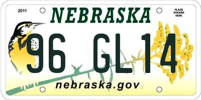 NE license plate 96GL14
