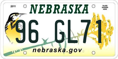NE license plate 96GL71