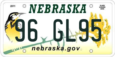 NE license plate 96GL95