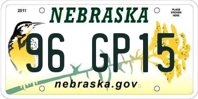 NE license plate 96GP15