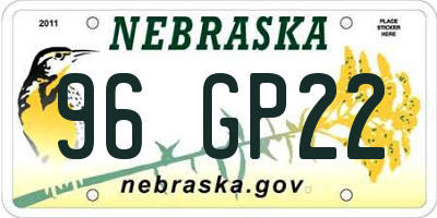 NE license plate 96GP22