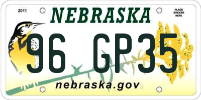 NE license plate 96GP35