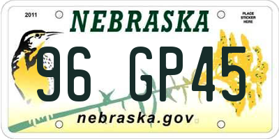 NE license plate 96GP45