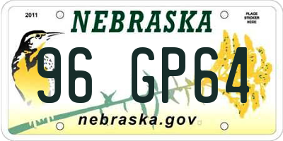 NE license plate 96GP64