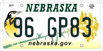 NE license plate 96GP83