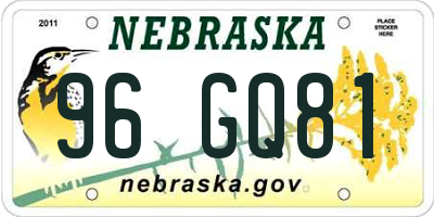 NE license plate 96GQ81