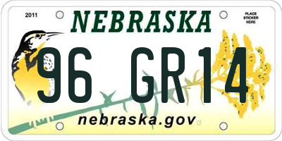 NE license plate 96GR14