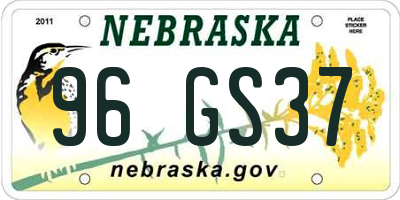 NE license plate 96GS37