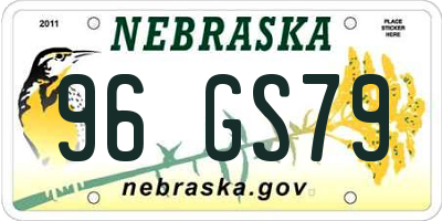 NE license plate 96GS79