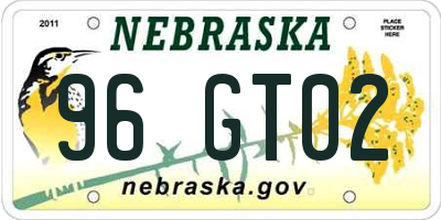 NE license plate 96GT02