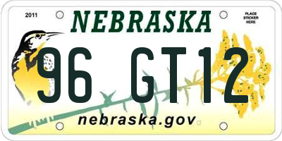 NE license plate 96GT12