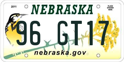 NE license plate 96GT17