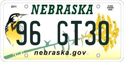 NE license plate 96GT30