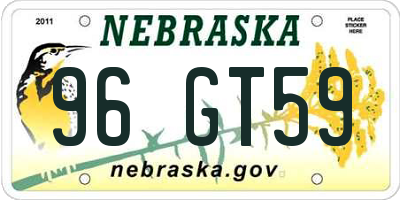 NE license plate 96GT59