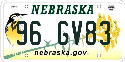 NE license plate 96GV83