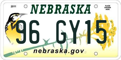 NE license plate 96GY15