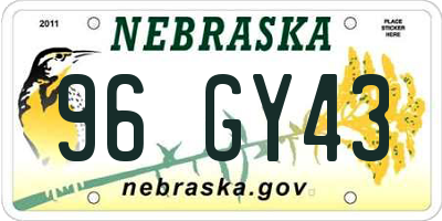 NE license plate 96GY43