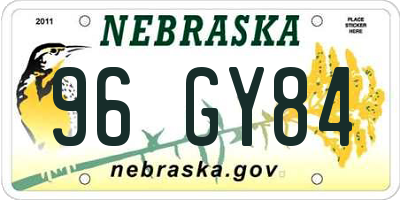 NE license plate 96GY84