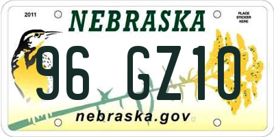 NE license plate 96GZ10