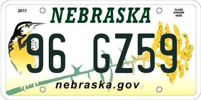 NE license plate 96GZ59