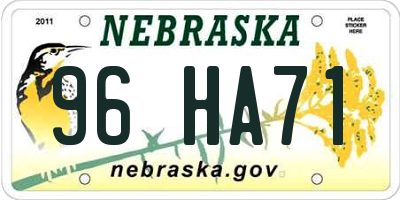 NE license plate 96HA71