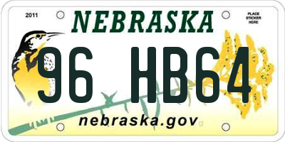 NE license plate 96HB64