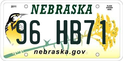 NE license plate 96HB71