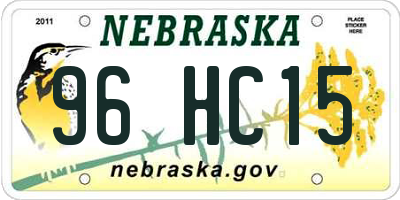 NE license plate 96HC15