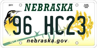NE license plate 96HC23