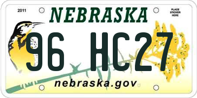 NE license plate 96HC27