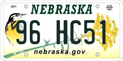 NE license plate 96HC51