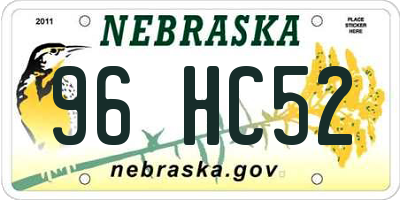 NE license plate 96HC52