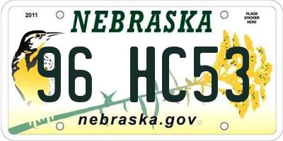 NE license plate 96HC53