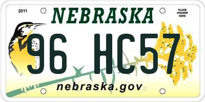 NE license plate 96HC57