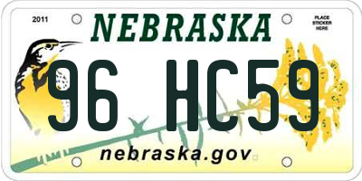 NE license plate 96HC59