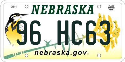 NE license plate 96HC63