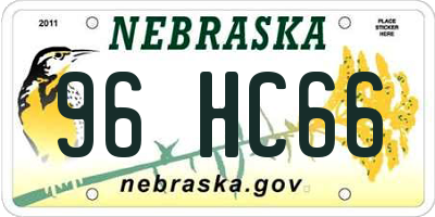 NE license plate 96HC66