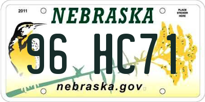 NE license plate 96HC71