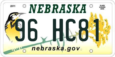 NE license plate 96HC81