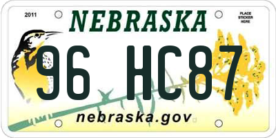 NE license plate 96HC87