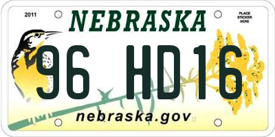 NE license plate 96HD16
