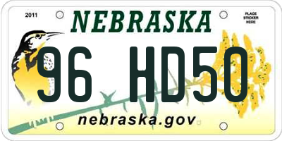 NE license plate 96HD50
