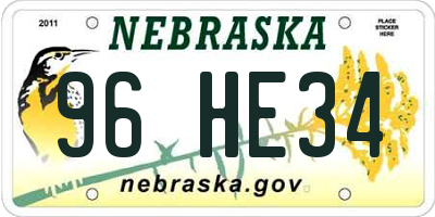 NE license plate 96HE34