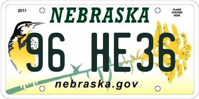 NE license plate 96HE36