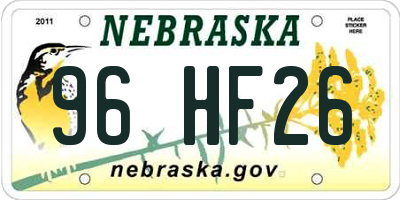 NE license plate 96HF26
