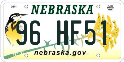 NE license plate 96HF51